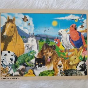Wood & Things - 24 Pcs - Colorful Animal Puzzle Art